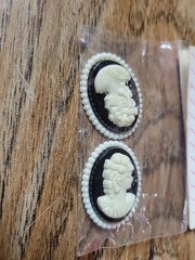 Ivory & Black 28 X 21 MM CAMEO SET OF 2 NEW OLD STOCK