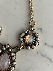 Vintage SARAH COVENTRY Empress Faux Fire Opal Glass Pearl Bead Necklace