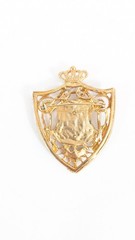 Nautical Anchor Shield Vintage Gold Toned Brooch Pin