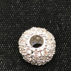 Vintage Silver Tone Pave CZ Ball Design Slide Pendant