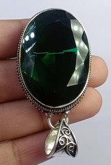 97.30 Ct Natural Green Emerald Pendant Oval Shape 925 Sterling Free Chain 6JGF