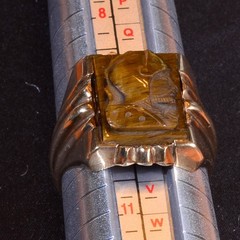 Mens Ring Vintage 10k gold Roman Soldier Tigers Eye 7.9g