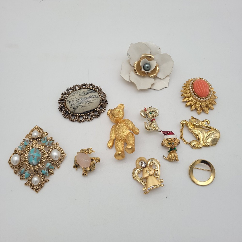 Frog Bear Dog Misc Lapel Pin Brooch Mix Lot – Fashion Jewelry Some Vtg Angel Cat