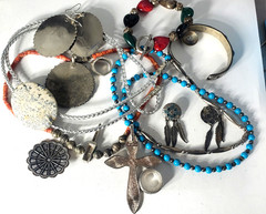 Vtg SOUTHWESTERN Silver Plated Alpaca Mixed Metals Jewlery Lot Collection 15 Pcs