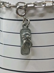 Vintage Summer Charm Bracelet Dangle Silver Tone Vacation 6.75″