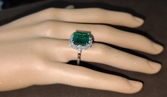 Vintage Platinum Engagement Ring 5.30CT. Gem Natural Green Emerald Square Shape