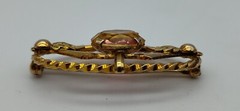 Vintage Oval Red/Orange Variegated Stone Gold Tone Pin Brooch Lapel