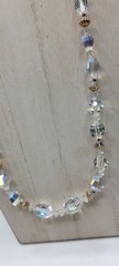 Vintage Necklace Clear AB Glass Bead Gold Tone 26″ Sparkle Bling EUC