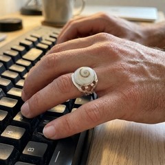 Shiva Eye Ring Sterling Silver Shell Men Boho Statement Cutout 925