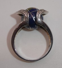 SX 925 Ring Sally C Treasures Sterling Silver Multi Stone Inlay World Globe 8.5