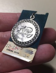Vintage 1960s Griffith Sterling Happy Anniversary Engraved Reticulated Charm NOS