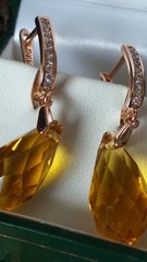 Vintage 1990s 14 Ct Rolled Gold Citrine Zircons Earrings – Hallmarked 585 !!