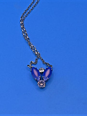 Vintage Sabika Necklace – Purple & Pink Crystal Pendant, Signed Statement Chain