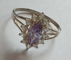 Vintage ring sterling silver 925 Size 12 Weight 2.5 g. Purple gem.