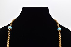 Accessocraft NYC Vintage Station Chain Necklace Turquoise Beaded Signed BinBE