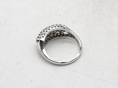 Vintage 1950s $6000 1.50ct VS I Natural Diamond 18k White Gold 3 ROW Band Ring
