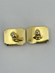 washed gold tone mens cufflinks rectangle bullet back