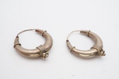 Vintage Sterling Silver 925 Hoop Earrings Ball Wire