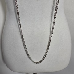 Monet Long Silver-Tone Curb Chain Necklace Textured Rope-Like Appearance