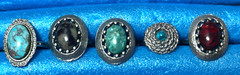 Vtg Multi Color Stone Tone Ring Adjustable Lot R3155