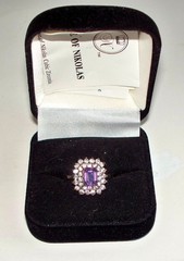 NEW Women’s Sterling Silver Emerald Cut Amethyst & CZ Ring Size 8 – S7