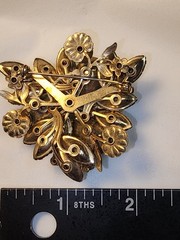 Vintage Green Rhinestone Floral Cluster Brooch Emerald Green Statement Pin