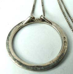 VTG 925 STERLING SILVER MARCASITE NECKLACE CHAIN 20″ & 30MM DIAMETER PEDANT