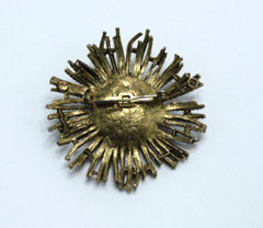 Vintage Starburst Aurora Borealis Rhinestone Twisted Rope Brooch Sunburst Pin