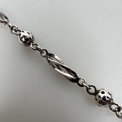Vintage Mexico 925 Sterling Silver Twisted Link Bead Bracelet 15.5cm 11.6g