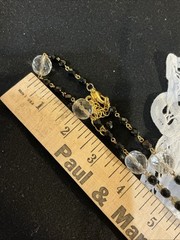 Joan Rivers Czech Republic Black & Clear Faceted Beaded Necklace Gold Tone