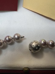 VINTAGE RARE PINK MAJORICA PEARL NECKLACE W/RHINESTONE CLASP 17 IN. 9MM BOX/CERT