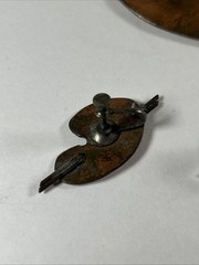 VINTAGE COPPER BROOCH & CLIP EARRINGS ARTIST PALETTE PAINT BRUSHES NICE