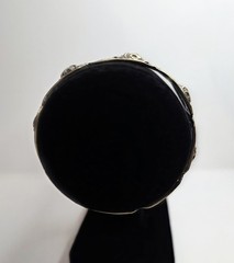 Vintage Brass Toned Metal Rose Panel Bracelet 8″ Bangle Art Nouveau Style