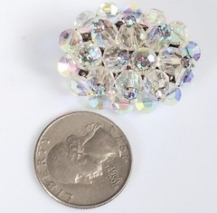 Vintage AB Austrain Crystal Clear Rhinestone Clustered Brooch & Earrings Set