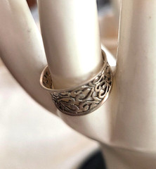 Vtg Signed Mark Anthony Open Work Heart Design Size 8 Sterling Silver Band Ring