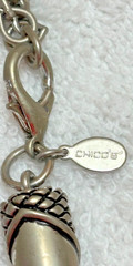 Chicos Vintage Necklace Snake Coil Chain Solid Two Tone Metal Pendant Logo Tag
