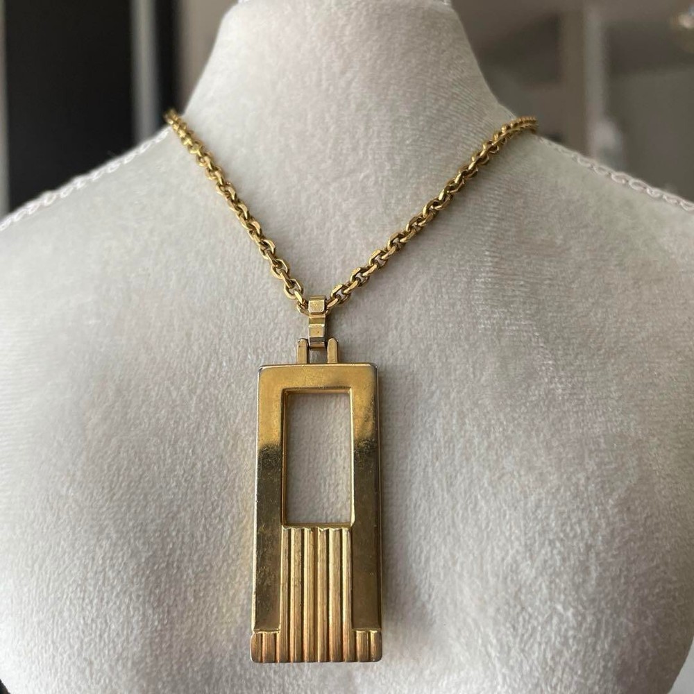 Lanvin Paris Vintage Necklace Pendant Gold Tone L-58cm