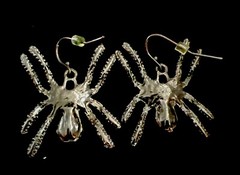Vintage Halloween, Creepy Black Widow Spiders French Wire Earrings 1.25”