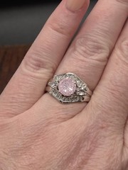Vtg STUNNING Sterling Silver 925 PINK ICE TOPAZ Cz Details Ring Signed FAS Sz 8
