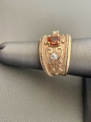 10KT Yellow Gold 0.80CT Citrine & 0.25CTW Diamond Ring. Size 7(B42)