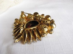 Vintage JULIANA D&E TOPAZ Root Beer BROOCH Rhinestone & Filigree Ball BOOK PIECE