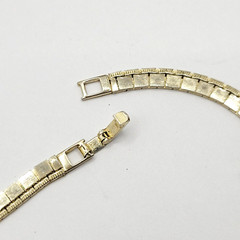 Heavy Double Layer Flat Square Link Chain Gold Tone Necklace Vintage Korea 1970s