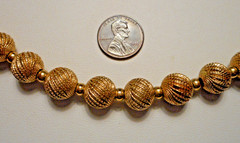 Vintage 1960s Monet Textured Gold-tone Bead Necklace Strung on Fine Chain 17″