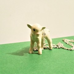 Porcelain Lamb necklace baby lamb necklace Tiny Ceramic little lamb necklace