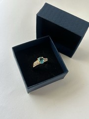 Vintage Blue Cubic Zirconia Ring Gold Plated Womens Size 8.5