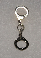Vintage Zinc Alloy Miniature Law Enforcement Handcuffs Lapel Pin or Tie Tac