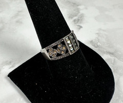 Sterling Silver Ring with Center Marcasite & Open Side Marcasite Design – Size 9