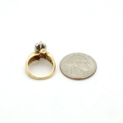Vintage 1980s 10K Yellow Gold Diamond (.99 TCW) Cluster Statement Ring-Size 4.75