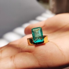925 silver created emerald ring vintage antique Handmade Size 7