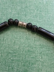 Vtg Flying Colors Dog Necklace Ceramic Black Dog White Accident Beaded Necklace